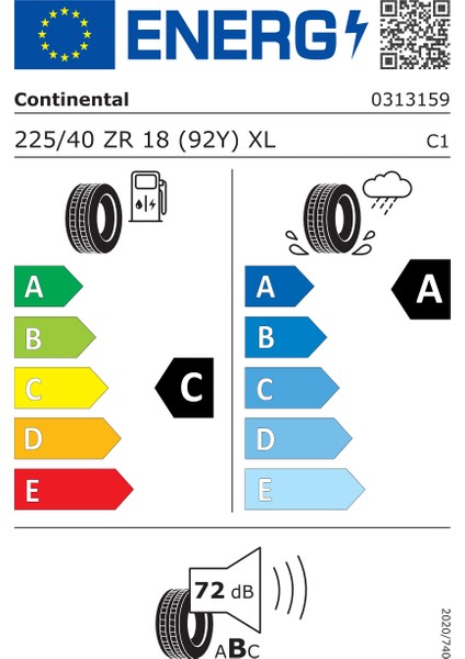 Continental 225/40R18 92Y Xl Fr Sportcontact 7 Oto Yaz Lastiği (Üretim TARIHI:2026)