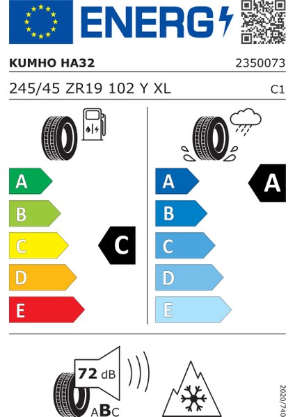 Kumho 245/45R19 102Y Xl Solus 4s HA32 Suv Dört Mevsim (Üretim TARIHI:2025)