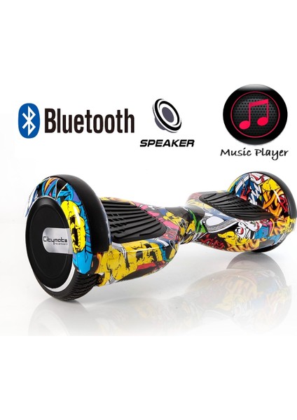 CitymateElektrikli Kaykay Hoverboard Bluetooth Hoparlörlü 6.5 Inch Akıllı Dengeli - Grafiti Desenli