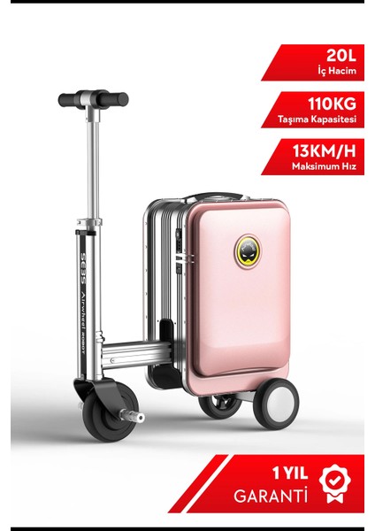 AirwheelSE3S Elektrikli Binilebilir Scooter Valiz - Pembe