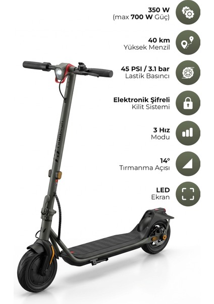 PirantechJB-545 Elektrikli Scooter – 350W Motor, 25 Km/s Hız, Disk Fren, Ipx5, 13.2AH Batarya