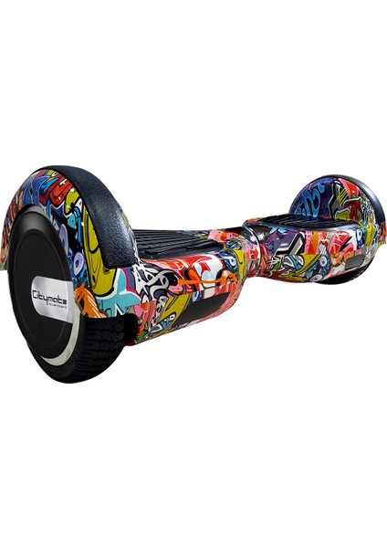 CitymateElektrikli Kaykay Hoverboard Bluetooth Hoparlörlü 6.5 Inch Akıllı Dengeli - Gökkuşağı Grafiti Desenli