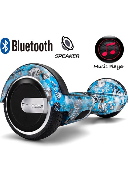 CitymateElektrikli Kaykay Citymate Hoverboard Bluetooth Hoparlörlü 6.5 Inch Akıllı Dengeli - Grafiti Desenli
