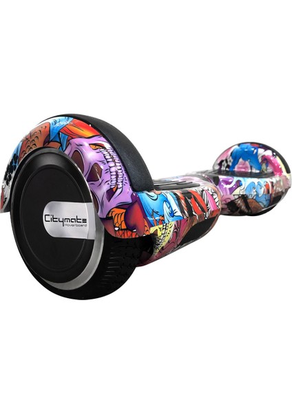 CitymateElektrikli Kaykay Hoverboard Bluetooth Hoparlörlü 6.5 Inch Akıllı Dengeli - Butterfly Grafiti Desenli