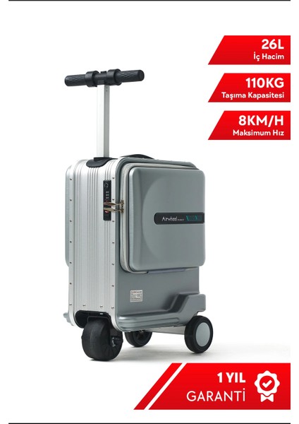 AirwheelSE3MINIT Elektrikli Binilebilir Scooter Valiz Gri