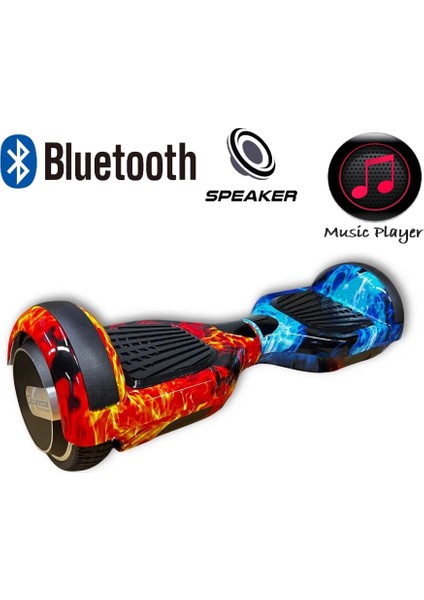 CitymateElektrikli Kaykay Hoverboard Bluetooth Hoparlörlü 6.5 Inch Akıllı Dengeli - Alevli Desen